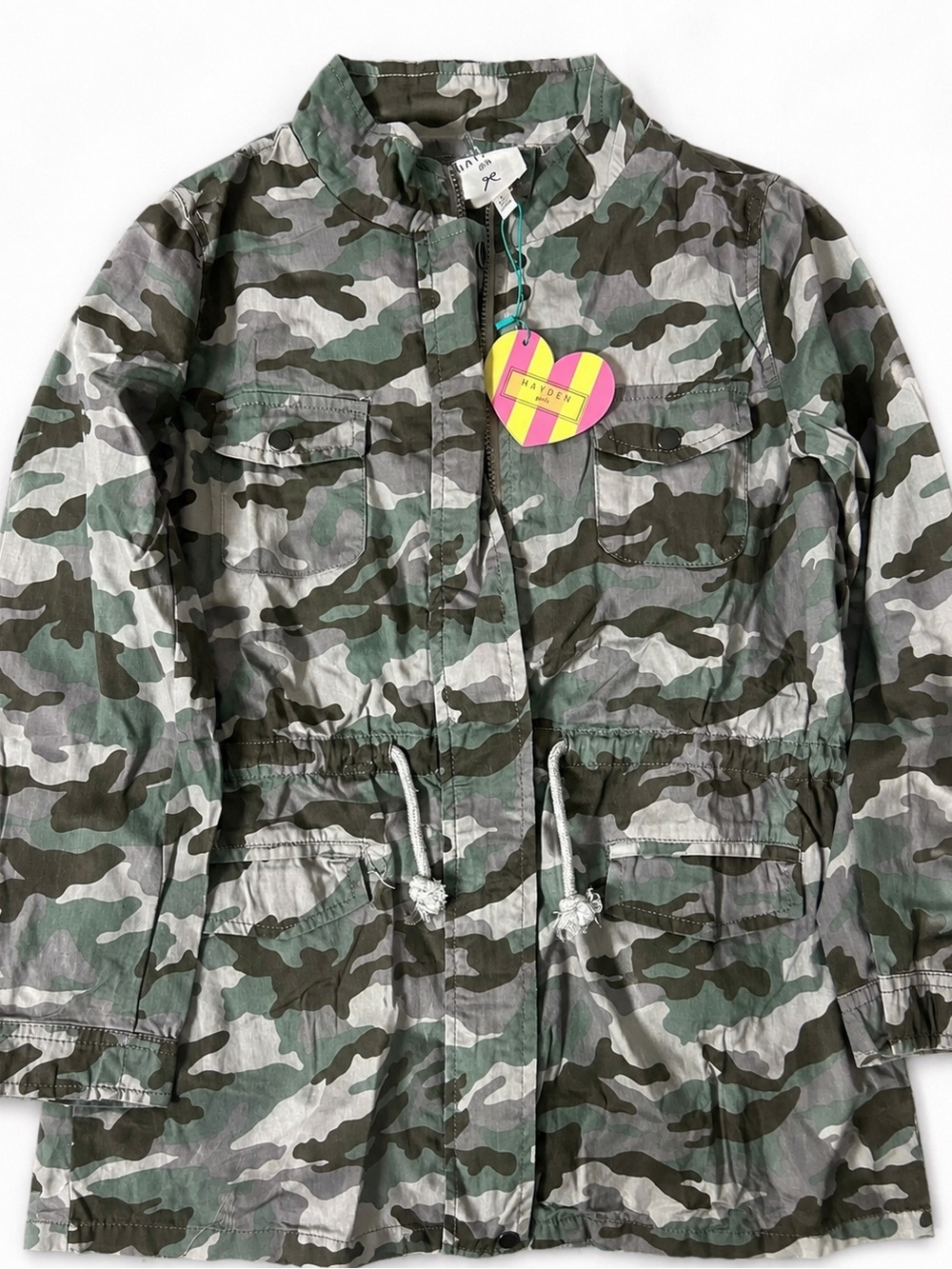 Hayden Girls Green Camo Drawstring Jacket